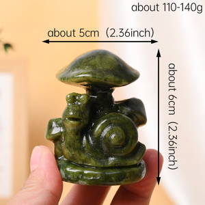 งานแกะสลักด้วยมือจากหยกธรรมชาติรูปเห็ดหอยทาก สำหรับตกแต่ง - Product Image 2