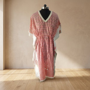 Vestido Kaftán Largo de Algodón de Alta Calidad, Ecológico, Lavable y Transpirable, Kaftán Indio para Mujer, Vestido Largo Holgado para la Playa - Product Image 1