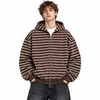 Sweat à capuche rayé en molleton French Terry pour jeunes, unisexe, avec logo personnalisé, fermeture éclair, fabrication OEM