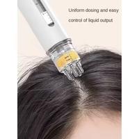 Sikat rambut cair portabel, enam jarum aplikator kulit kepala, sisir obat pijat akar rambut untuk Serum pertumbuhan rambut