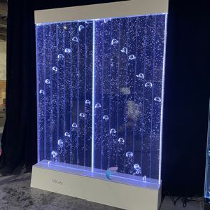 Fontaine d'eau sur pied avec panneau mural incurvé à bulles LED pleine couleur et télécommande - Product Image 2