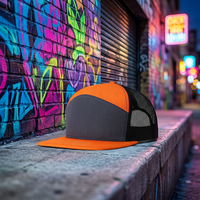 Casquette de baseball unisexe en maille respirante, à visière plate, à sept panneaux, avec logo brodé en 3D, style transfrontalier, légère