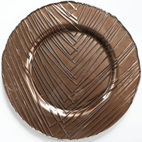 Assiettes de présentation rondes en verre bleu Lanques en gros pour décoration de mariage, centres de table de luxe personnalisés pour événements et locations, 13 pouces