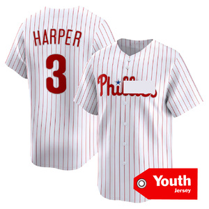Maillot de baseball américain pour enfants et jeunes 2026, Philadelphia, avec surpiqûres, Schwarber 12, <span class=keywords><strong>Harper</strong></span> 3, Turner 7, Realmuto 10, édition limitée - Product Image 2
