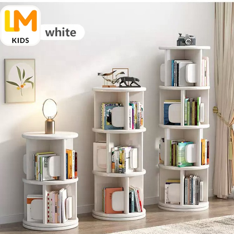 LM KIDSKids вращающаяся книжная полка Мебель для комнаты Многофункциональный вращающийся книжный шкаф-органайзер деревянный книжный уголок