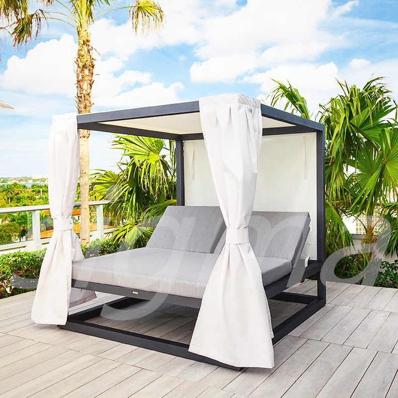 hotel luxury aluminum outdoor furniture set modern chaise beach sun lounger garden day for sale