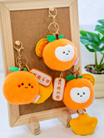Porte-clés en peluche mini en coton personnalisé, série Anime Orange, pendentif de dessin animé, accessoire de sac à dos, jouets en peluche