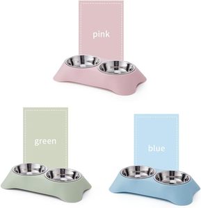 Kaymaz paslanmaz çelik çıkarılabilir çift tutucu köpek yemekleri Pet su ve gıda yükseltilmiş besleyici kase küçük köpekler ve kediler için çanaklar - Product Image 2