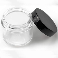 Pot rond de 2oz Bocaux en verre transparent à flanc droit Bocal en verre hermétique avec couvercles lisses en plastique noir