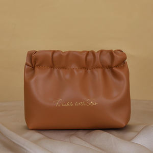 Bolsa de Maquillaje Plegable de Cuero PU Suave Rosa, Bolsa de Aseo Pequeña Impermeable para <span class=keywords><strong>Mujer</strong></span>, para Viajes, Llaves, Lápiz Labial - Product Image 4