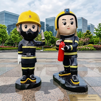 Sculpture de Pompier en Plastique Renforcé de Fibre de Verre - Figurine Thème pour l'Éducation à la Sécurité Incendie