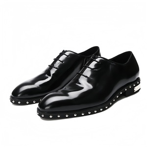 2026 New Edition Business Casual Men's Leather Shoes with Metal Rivets, Cowhide Laces, Pointed <b>Toe</b>, New Style - Product Image 2