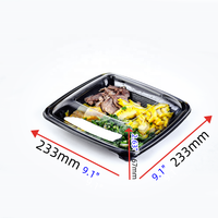 9 "32oz jetable micro-ondable à emporter boîte en plastique PP repas préparé récipient d'emballage à emporter avec couvercle
