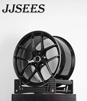 JJSEES Jantes en alliage forgé sur mesure 18-26 pouces Noir brillant à rayons fendus concaves profonds pour BMW Audi Mercedes Porsche Lexus Tesla