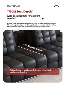 Divano Lawrence Minimalista Italiano a Un Posto in Vera Pelle per Soggiorno Grande e Moderno - Product Image 4