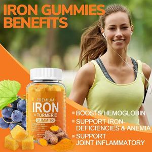 Gomitas de Hierro Premium con Cúrcuma y Vitamina C, 60 Masticables, Hierro Carbolil 18mg, Complejo B, Zinc, Selenio, Folato, Antioxidante - Product Image 3