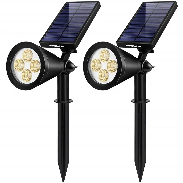 ضوء محيطي بإضاءة LED خارجية تلسكوبي لإضاءة الحدائق مع إمكانية تعديل الأضواء وإضاءة محيطة بالطاقة الشمسية