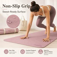 Tapis de yoga en caoutchouc naturel PU personnalisé avec logo, antidérapant, de qualité supérieure, pour marques et studios de yoga