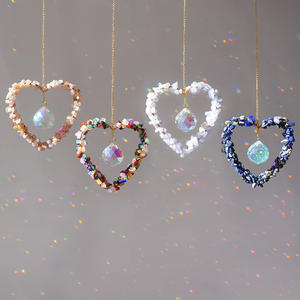 เครื่องรางห้อยลมรูปหัวใจทำจากหยกธรรมชาติ อเมทิสต์ โทแพซ โรสควอตซ์ ฟลูออไรต์ ขัดเงาด้วยมือ ลายธีมความรัก สำหรับตกแต่งสวน ลูกบอลคริสตัล - Product Image 4