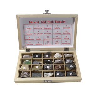 Caja de madera 20 tipos de piedra de roca combinada metamórfica sedimentaria e ígnea - Product Image 1