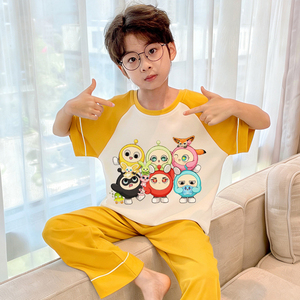 <span class=keywords><strong>Pigiama</strong></span> per Bambini Personalizzato con Cartoni Animati, 100% <span class=keywords><strong>Cotone</strong></span> Organico, Maglietta a Maniche Corte e Pantaloncini, Abbigliamento Leggero da Casa per Ragazzi, Nuovo Stile Estate 2026 - Product Image 3