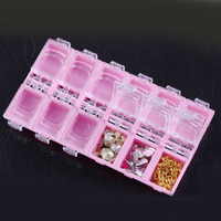 Qgtszs — boîte de rangement vide, 12 grilles, boîte de rangement séparée, boîte à bijoux, Nail Art, strass, petites perles, étui organisateur, conteneur