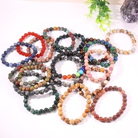 Bracelet jonc en cristal de pierres précieuses de guérison, perles rondes de 8 mm, personnalisé, pour femmes, breloques uniques faites à la main, bracelets énergétiques, vente en gros