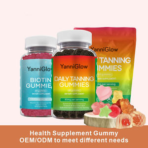 ยาแน่กโลว์ ผลิตภัณฑ์เสริมอาหารแบบ OEM แบรนด์ส่วนตัว ฮาลาล บำรุงผิวสวย วิตามินช่วยให้ผิวแทน ไบโอเทค คอลลาเจน วิตามินกัมมี่สำหรับผิวแทน ขนมกัมมี่ - Product Image 2