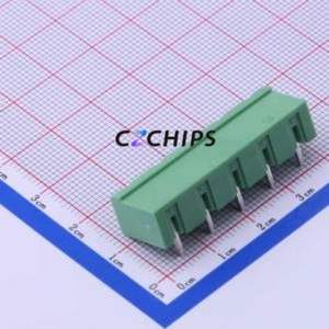 DB2ERC-7.62-5P-GN Plug-in <b>Terminal</b> <b>Block</b> Bent Lead Through Hole,P=7.62mm Board-to-Board / Socket - Closed 1x5P 7.62mm Green - Product Image 1