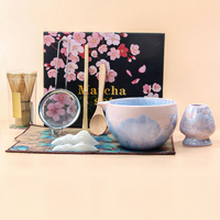 Ensemble de thé matcha en céramique ESTICK Crystal Glaze, huit pièces, bol japonais, collection de vaisselle à thé, cadeau pour le rituel du thé