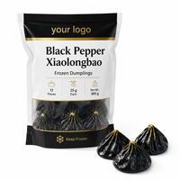 Xiaolongbao Rasa Lada Hitam 25g Pangsit Beku Siap Saji 12 Buah/Kemasan Daging Nabati Umur Simpan 12 Bulan untuk Grosir
