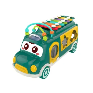 Игрушечный мини-пианино Xylphone, детский инструмент, музыкальный автобус с подсветкой