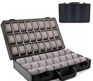 Caja de almacenamiento de relojes de 48 ranuras directa de fábrica y estuches para hombre, organizador de relojes de lujo con logotipo personalizado de 24 ranuras para relojes mecánicos - Product Image 2