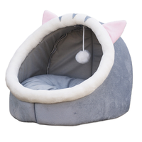 Halbgeschlossenes, atmungsaktives Katzenbett für Wärme – Ganzjährig nutzbares Haustierbett, handwaschbar, Herbst-Winter-Katzenhausmatte