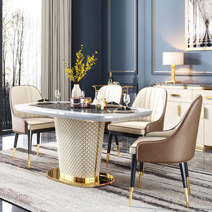 Tables à manger modernes, meubles de maison de luxe bon marché, salle à manger, cadre en acier inoxydable, plateau en marbre, carré, 6 à <span class=keywords><strong>8</strong></span> places - Product Image 2