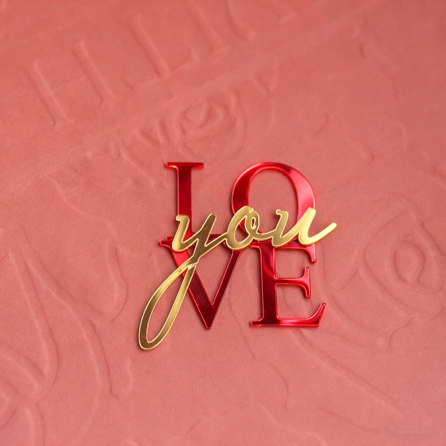 Love You (Mirror Red Base + Gold Face)