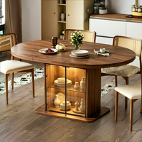 Table à manger ronde extensible et pliable en bois, style moderne minimaliste, avec rangement pour petits appartements, salon
