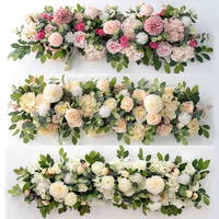 Luxe blanc Rose artificielle fleur rangée mariage Table pièce maîtresse fleurs toile de fond mur Arches décor fête scène Floral