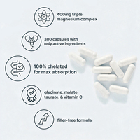 Capsules de glycinate de magnésium certifiées GMP ISO22000 à marque privée 400 mg (300 capsules) pour la récupération et le soutien immunitaire des athlètes professionnels