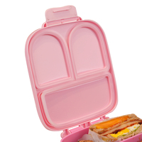 Boîte à lunch pour enfants de style bento à 4 compartiments, anti-chute, lavable au lave-vaisselle, capacité de 1400 ml, fabriquée en matériaux PP + silicone sans BPA