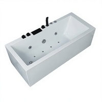 Baignoire de massage à remous autoportante en acrylique, design moderne, blanche, 1,7 m, pour hôtel/appartement, salle de bain intérieure
