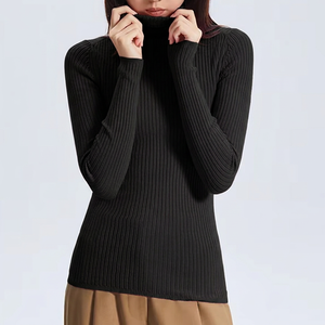 Custom OEM ODM Ladies Long Sleeves Turtleneck Knitted <b>Jumper</b> Winter <b>Pullover</b> Ribbed Sweater for Women - Product Image 1