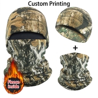 Ensemble cache-cou et cagoule polaire camouflage coupe-vent chaud pour l'hiver, idéal pour le cyclisme, le ski, la moto, le cache-cou tubulaire, le bandana et le bonnet