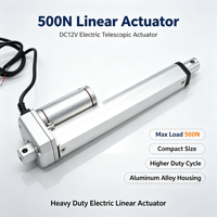 Actionneur télescopique électrique DC 12V 500N avec boîtier en aluminium pour meubles réglables, systèmes de levage et d'automatisation
