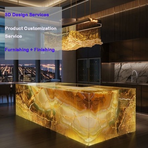 Solutions complètes : Ensemble d'armoires de <span class=keywords><strong>cuisine</strong></span> en quartz et marbre avec îlot pour villa, incluant un meuble chauffant pour façade - Product Image 1