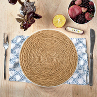 Vente en gros de sets de table ronds en rotin tressé personnalisés, tapis de table naturels tressés pour salle à manger, cuisine, décoration de la maison