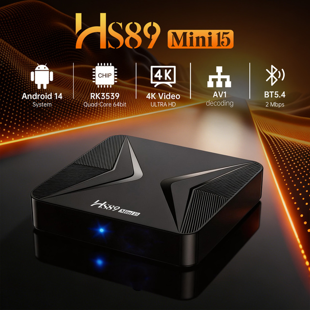 HS89 Mini 15  Android 14.0 TV Box RK3539 Quad Core 2GB 4G RAM High Speed Dual WiFi6 4K UHD Network Media Player