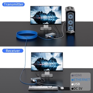 Syong xác minh HDMI <span class=keywords><strong>KVM</strong></span> Extender 4k Cat6 với <span class=keywords><strong>USB</strong></span> over Ethernet 60m 30M RJ45 HDMI chuột bàn phím hợp kim nhôm cắm cho TV - Product Image 3