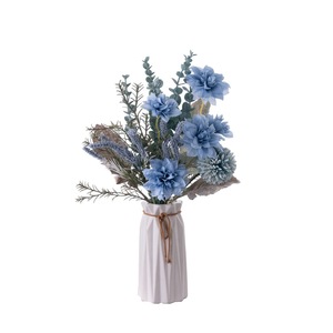 Bouquet de fleurs artificielles Sakurai, dahlias bleus, eucalyptus, décorations pour la maison, accessoires de mariage CF01356 - Product Image 5