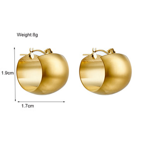 Geometric Huggie Earrings Gold Stainless Steel Minimalist Fashion Jewelry For Women - Product Image 5